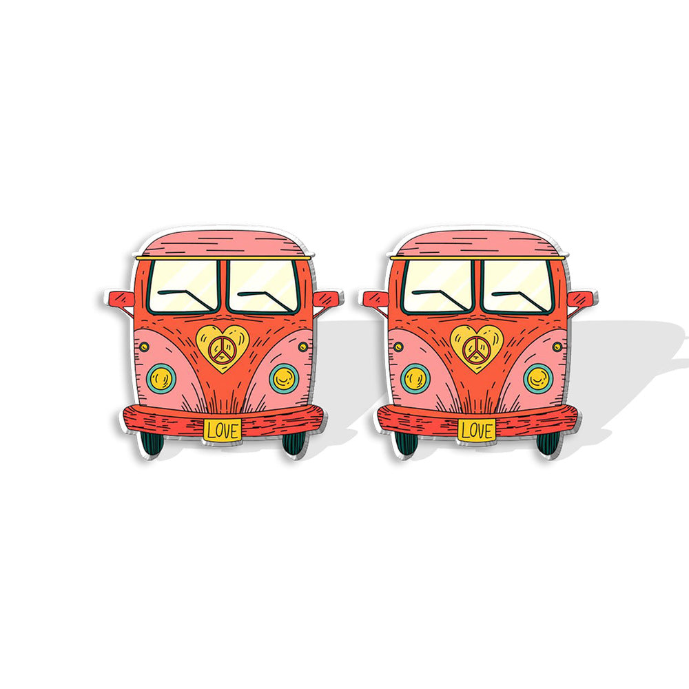Wholesale Sunflower School Bus Heat Shrink Sheet Acrylic Earrings